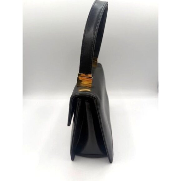 Vintage Koret Black Leather Minimalist Adjustable Strap Handbag w/ Coin Purse - Picture 4 of 14